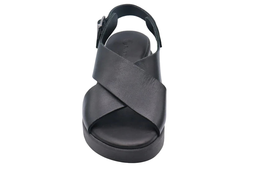 ERIC MICHAEL RAMONA CROSS SANDAL BLACK - Shoe Market NYC