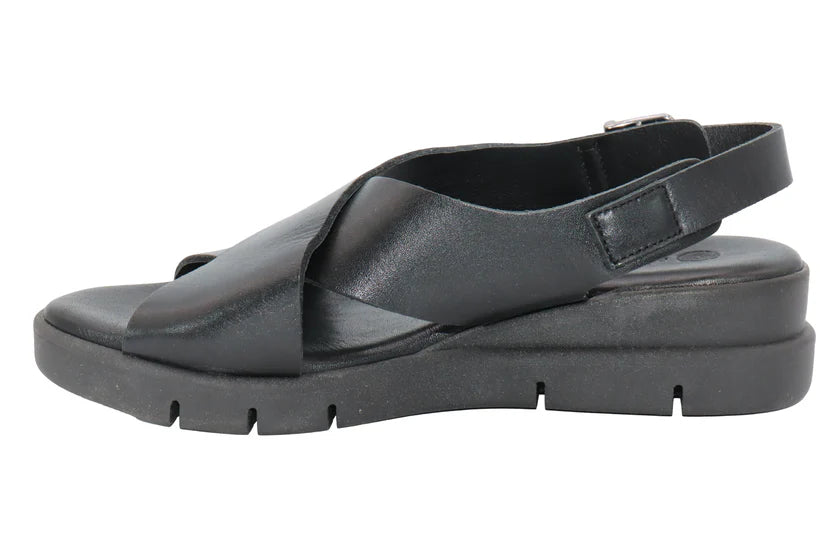 ERIC MICHAEL RAMONA CROSS SANDAL BLACK - Shoe Market NYC