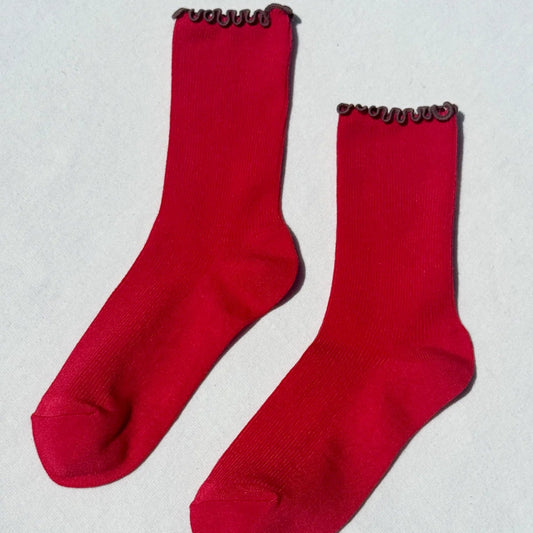 LEBON SHOPPE RUFFLE MODEL SOCKS PAPRIKA/BROWN