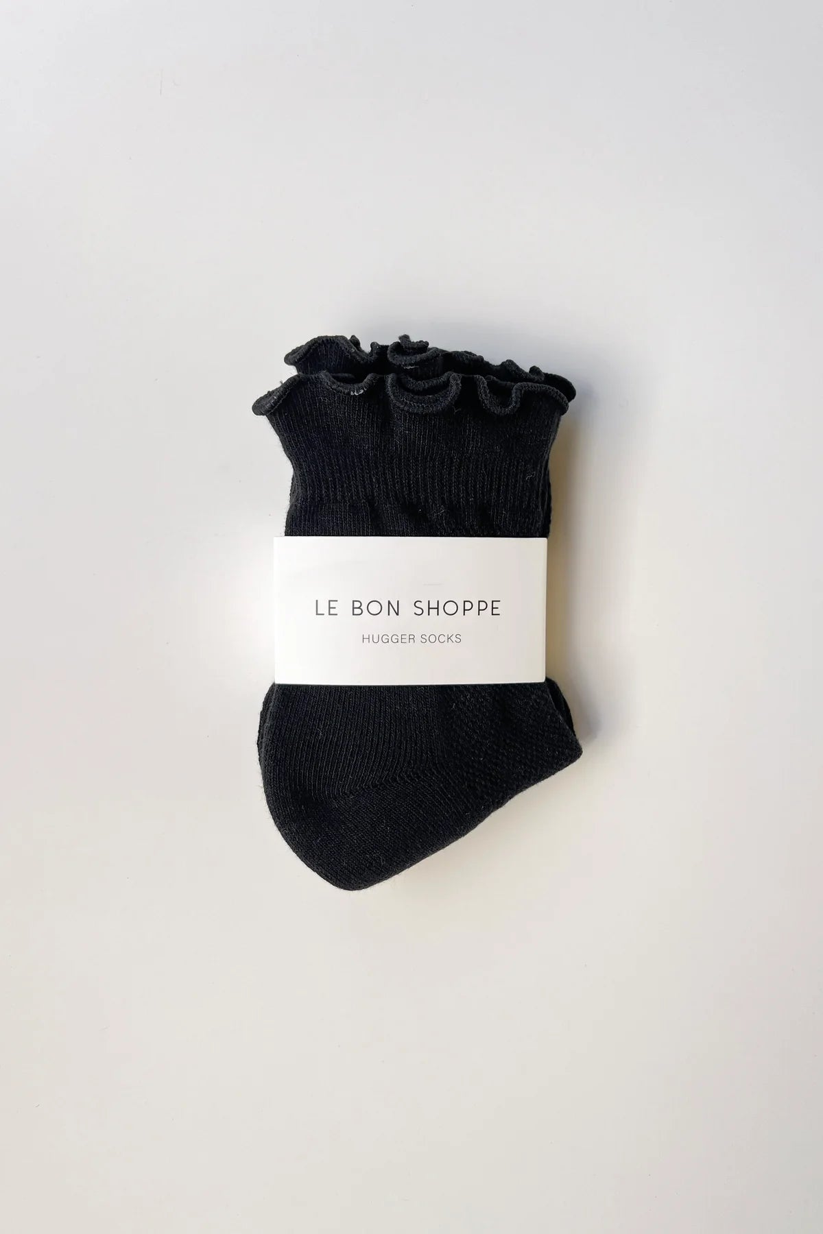 LEBON SHOPPE RUFFLED HUGGER CREW SOCK BLACK - Shoe Market NYC