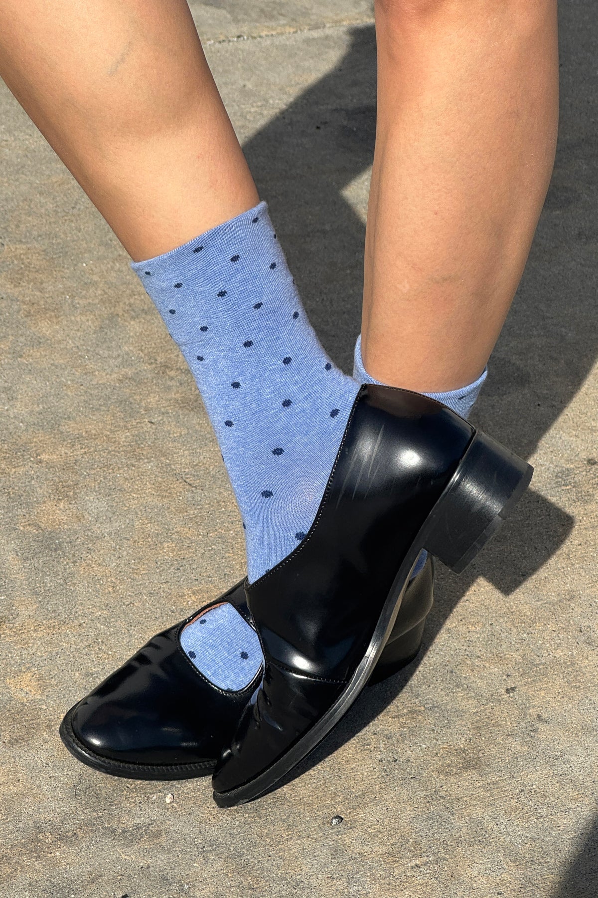 LEBON SHOPPE PATTERNED SNEAKER SOCKS POLKA NAVY BLUE - Shoe Market NYC