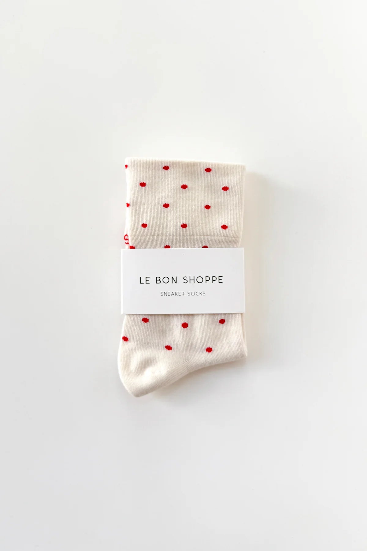 LEBON SHOPPE PATTERNED SNEAKER SOCKS POLKA CREAM RED