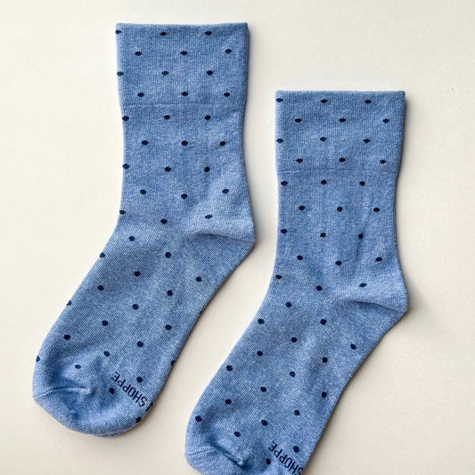 LEBON SHOPPE PATTERNED SNEAKER SOCKS POLKA NAVY BLUE