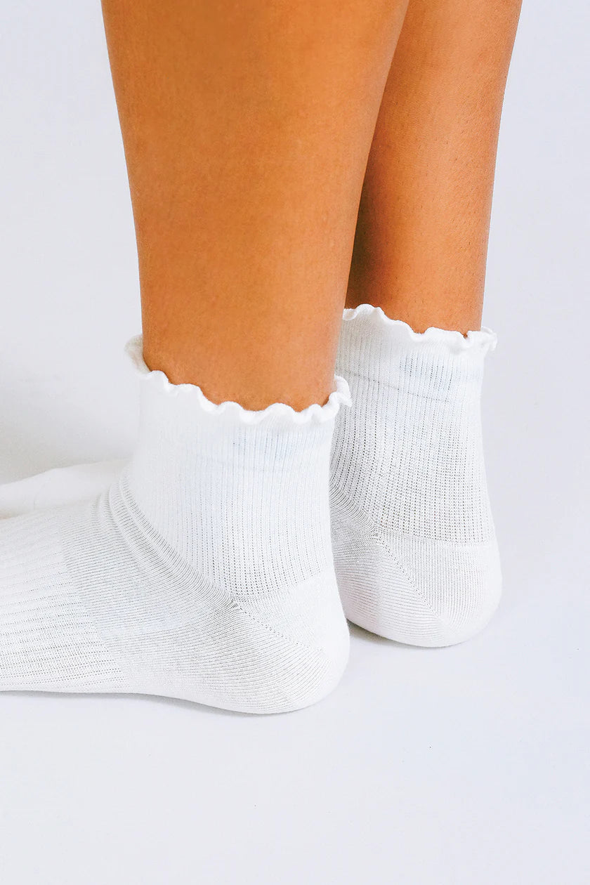 TAILORED UNION RUFFLE ANKLE SOCK WHITE