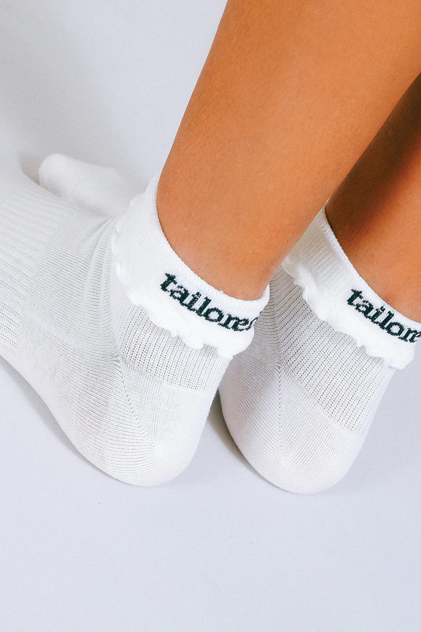 TAILORED UNION RUFFLE ANKLE SOCK WHITE