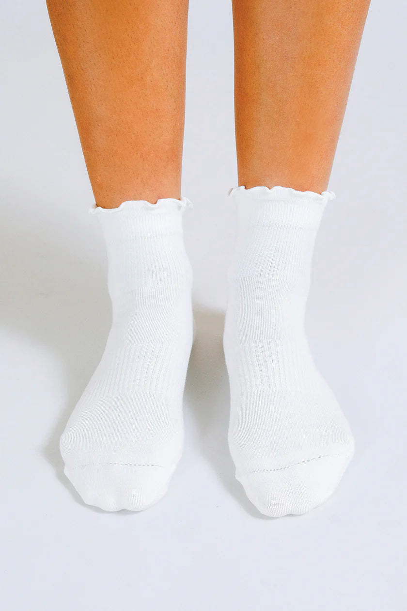 TAILORED UNION RUFFLE ANKLE SOCK WHITE