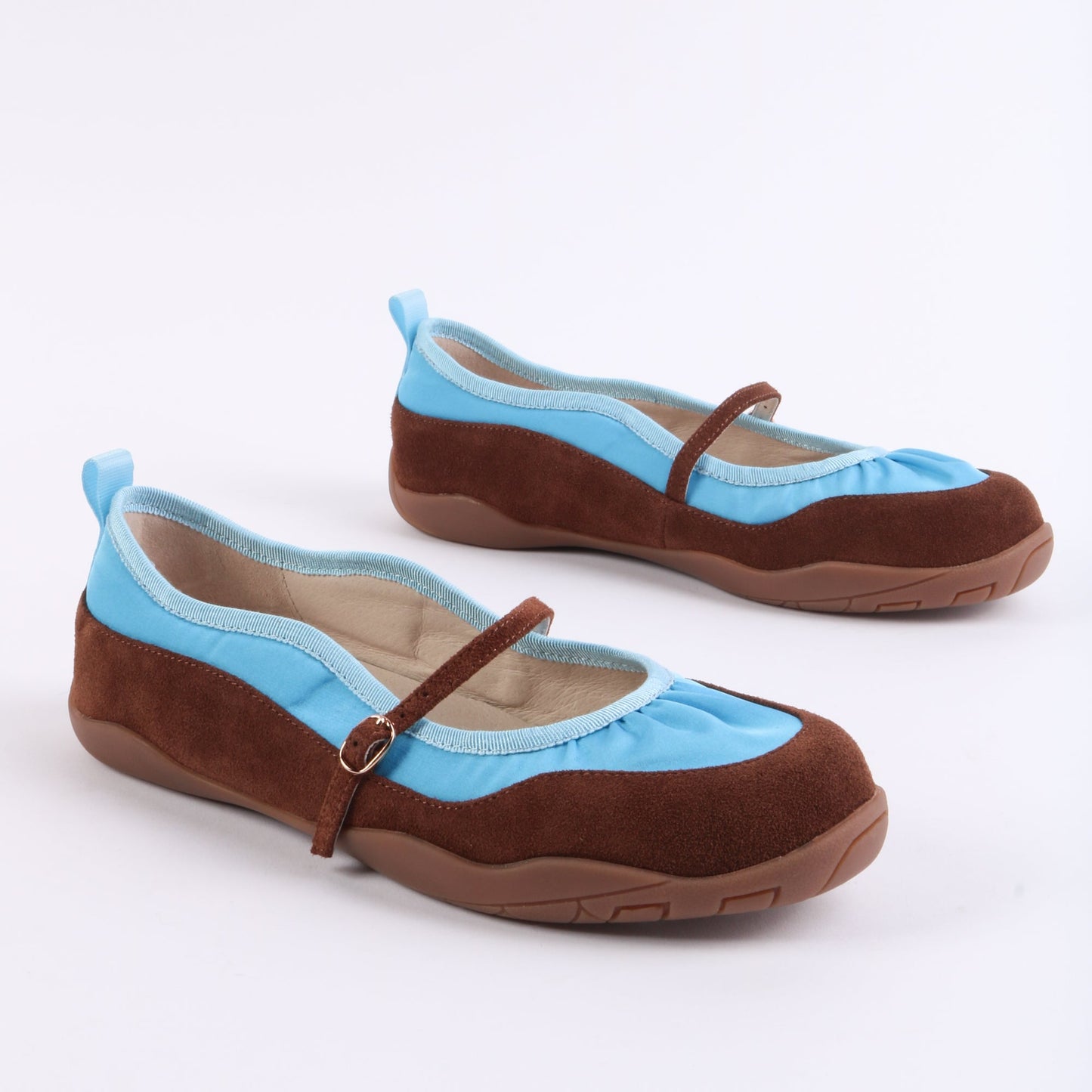 INTENTIONALLY BLANK PULSE TEXTILE BALLET FLAT BROWN/ BLUE - Shoe Market NYC