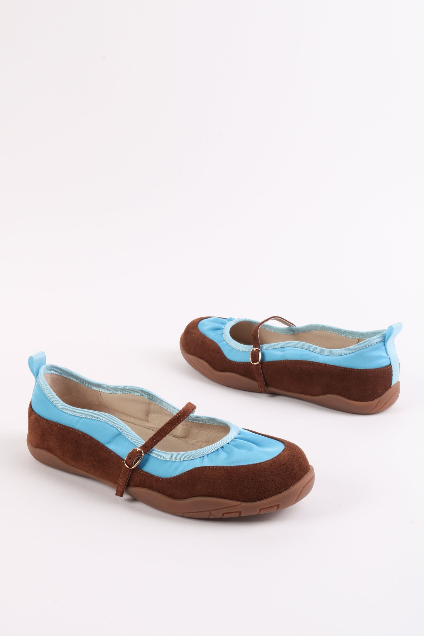 INTENTIONALLY BLANK PULSE TEXTILE BALLET FLAT BROWN/ BLUE - Shoe Market NYC