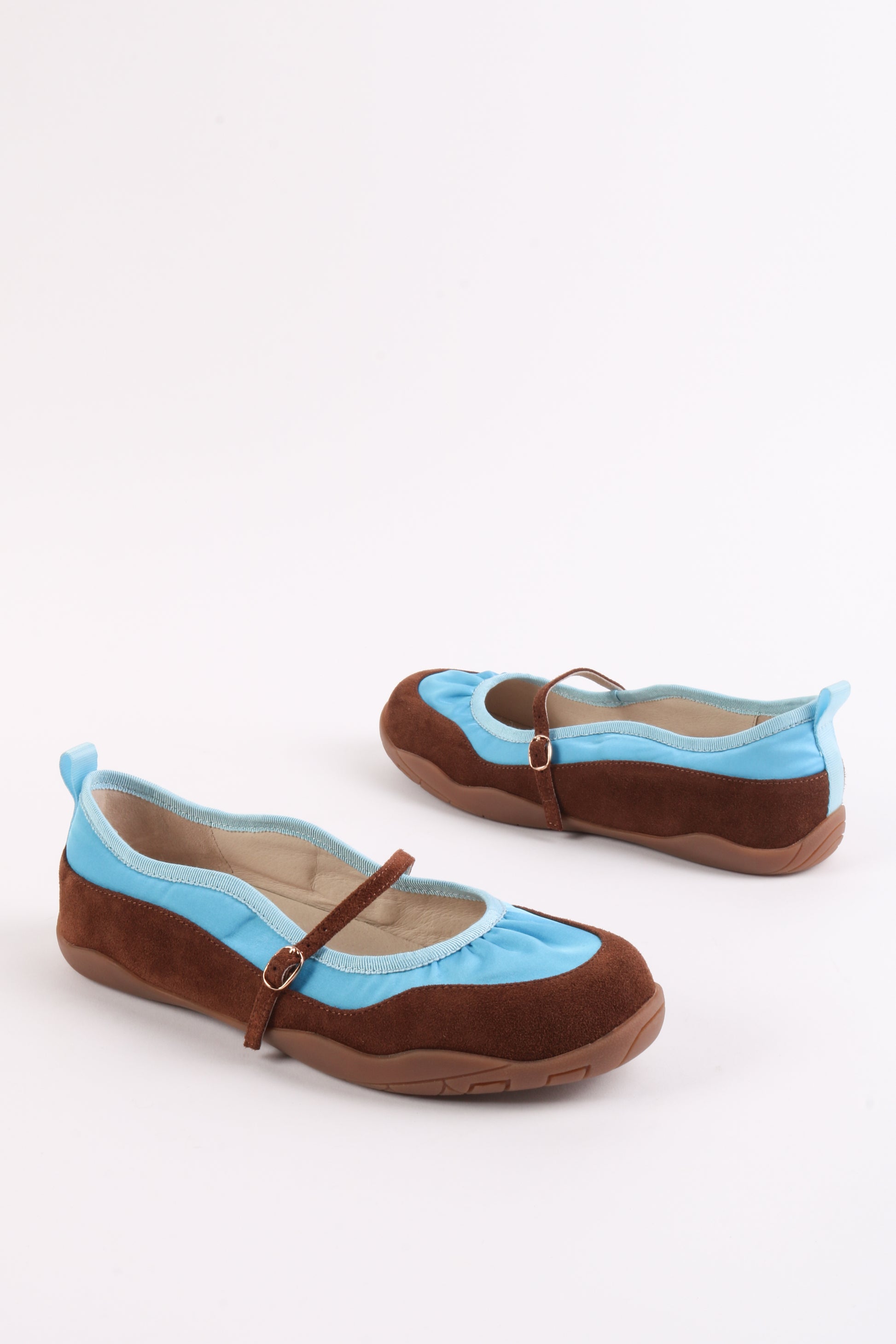 INTENTIONALLY BLANK PULSE TEXTILE BALLET FLAT BROWN/ BLUE - Shoe Market NYC