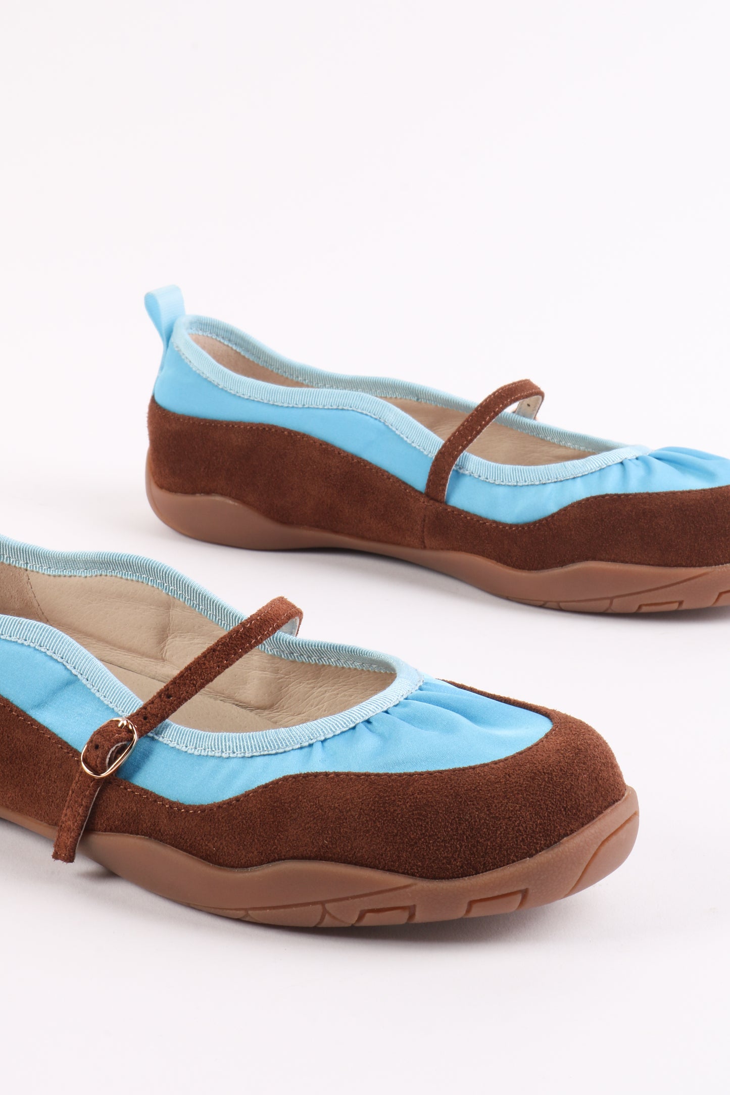 INTENTIONALLY BLANK PULSE TEXTILE BALLET FLAT BROWN/ BLUE - Shoe Market NYC