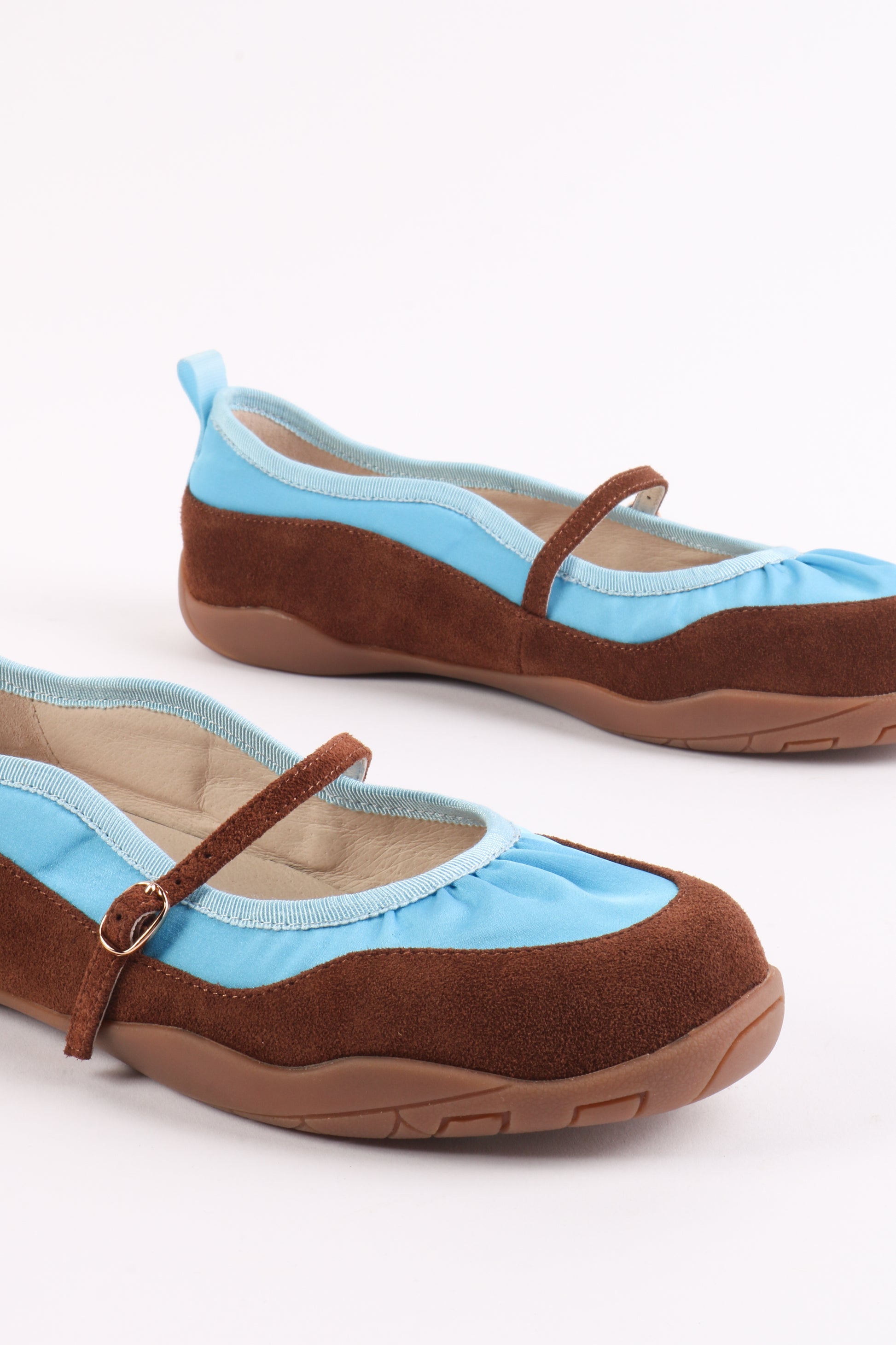 INTENTIONALLY BLANK PULSE TEXTILE BALLET FLAT BROWN/ BLUE - Shoe Market NYC