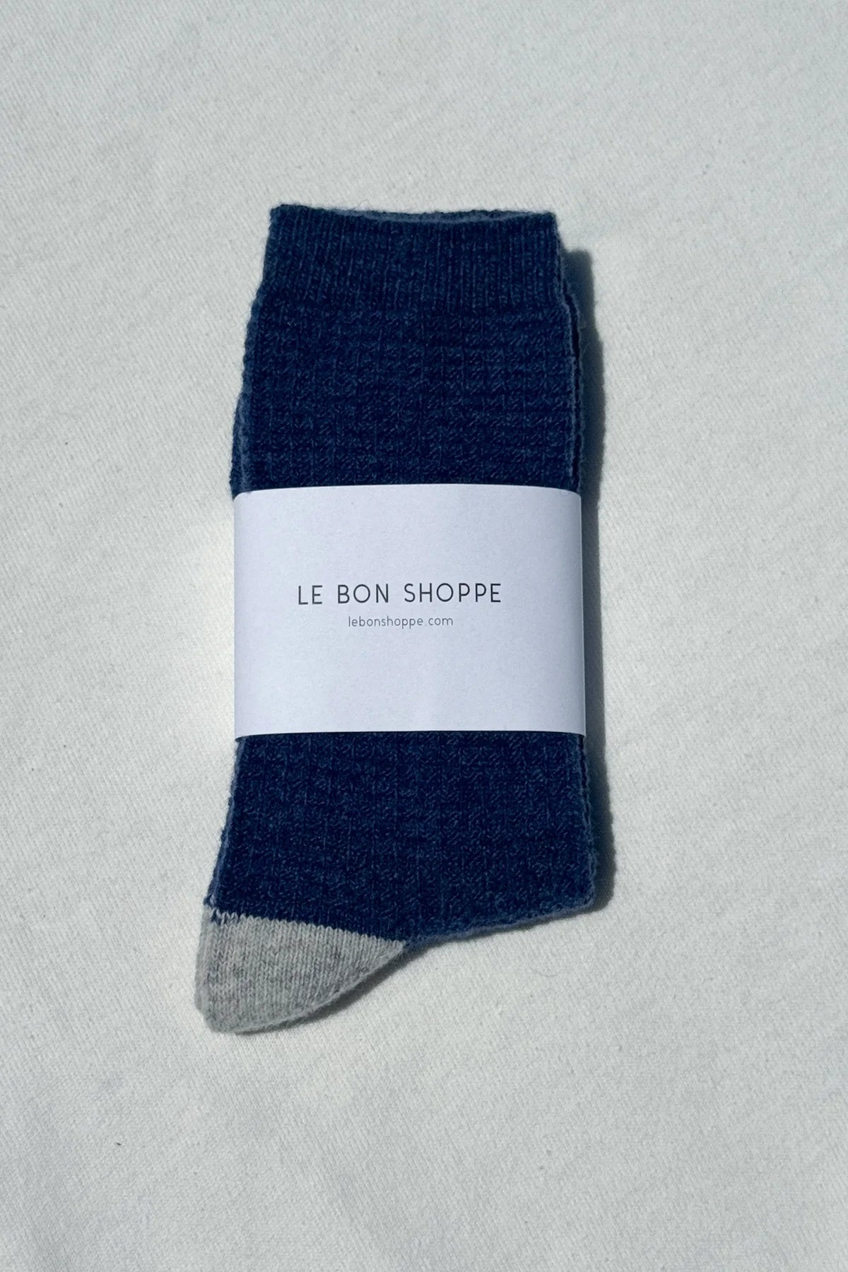 LEBON SHOPPE WOOL WAFFLE SOCKS DENIM STONE