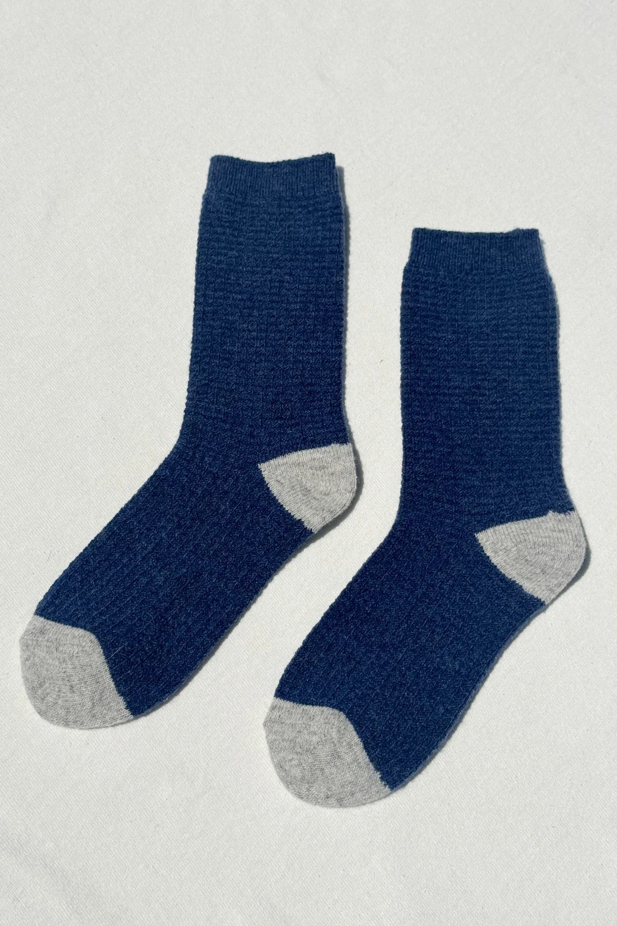LEBON SHOPPE WOOL WAFFLE SOCKS DENIM STONE