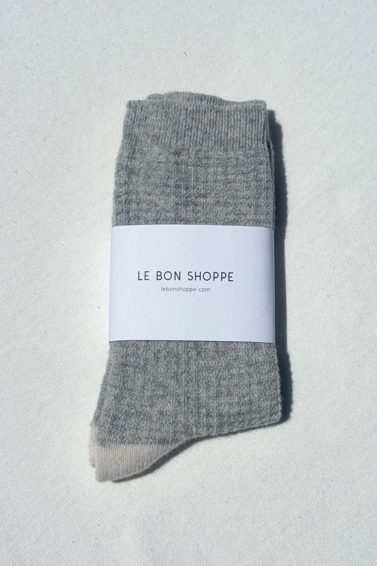 LEBON SHOPPE WOOL WAFFLE SOCKS STONE CREAM
