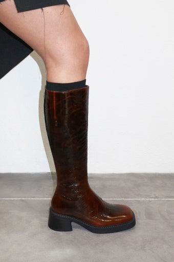 Miista Yumi Burgundy Pull Boots