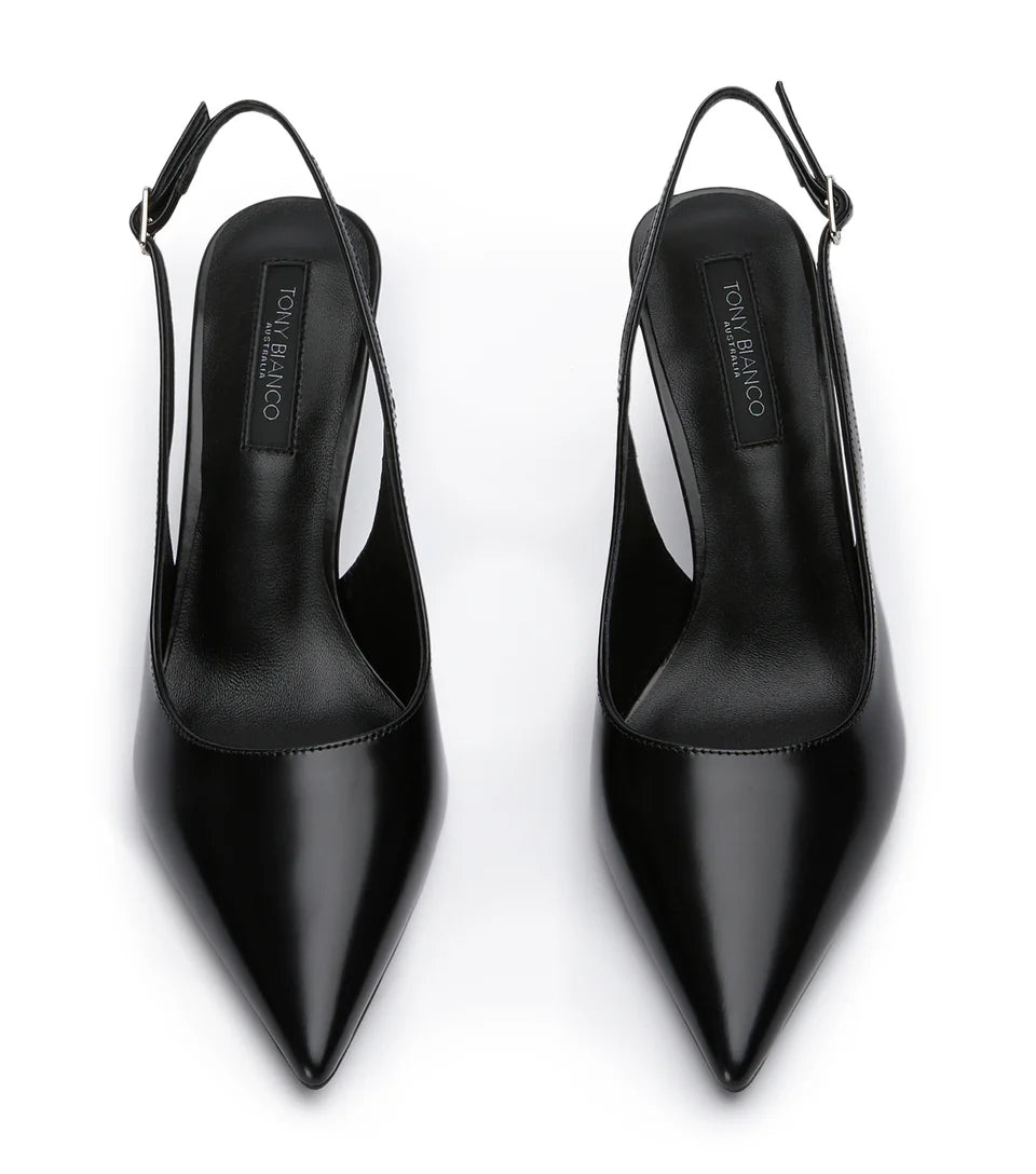 TONY BIANCO BAZ SLING BACK HEEL BLACK PAT - Shoe Market NYC