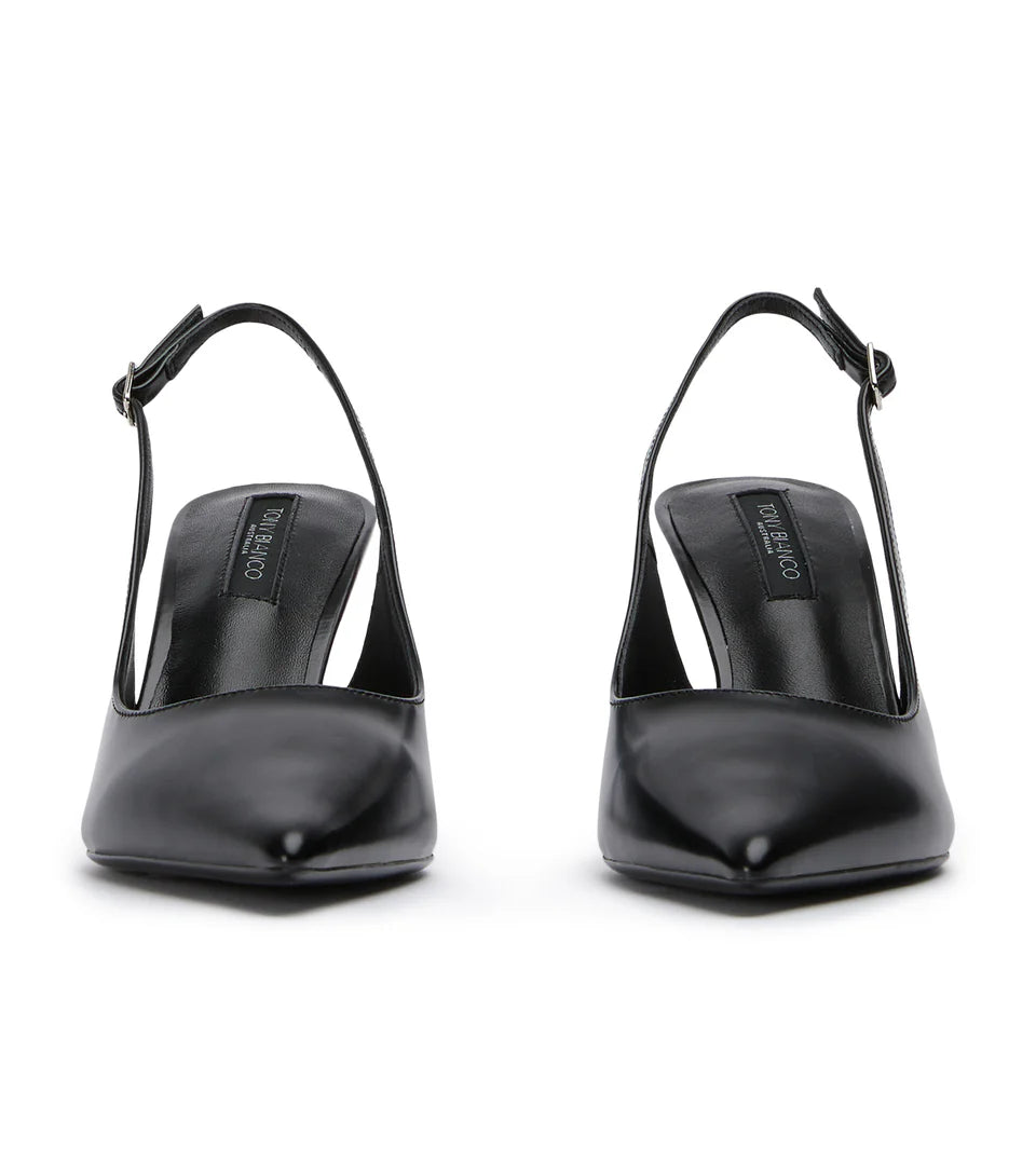 TONY BIANCO BAZ SLING BACK HEEL BLACK PAT - Shoe Market NYC