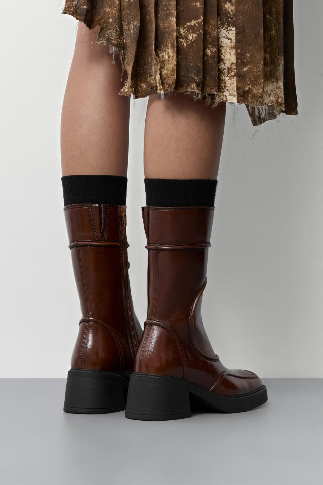 MIISTA Malene Tan and Black Ankle Boots
