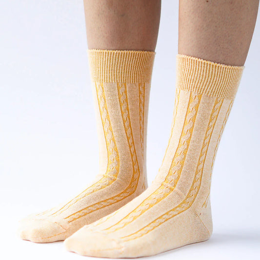 OKAYOK COTTON CABLE DRESS SOCKS CREAMSICLE