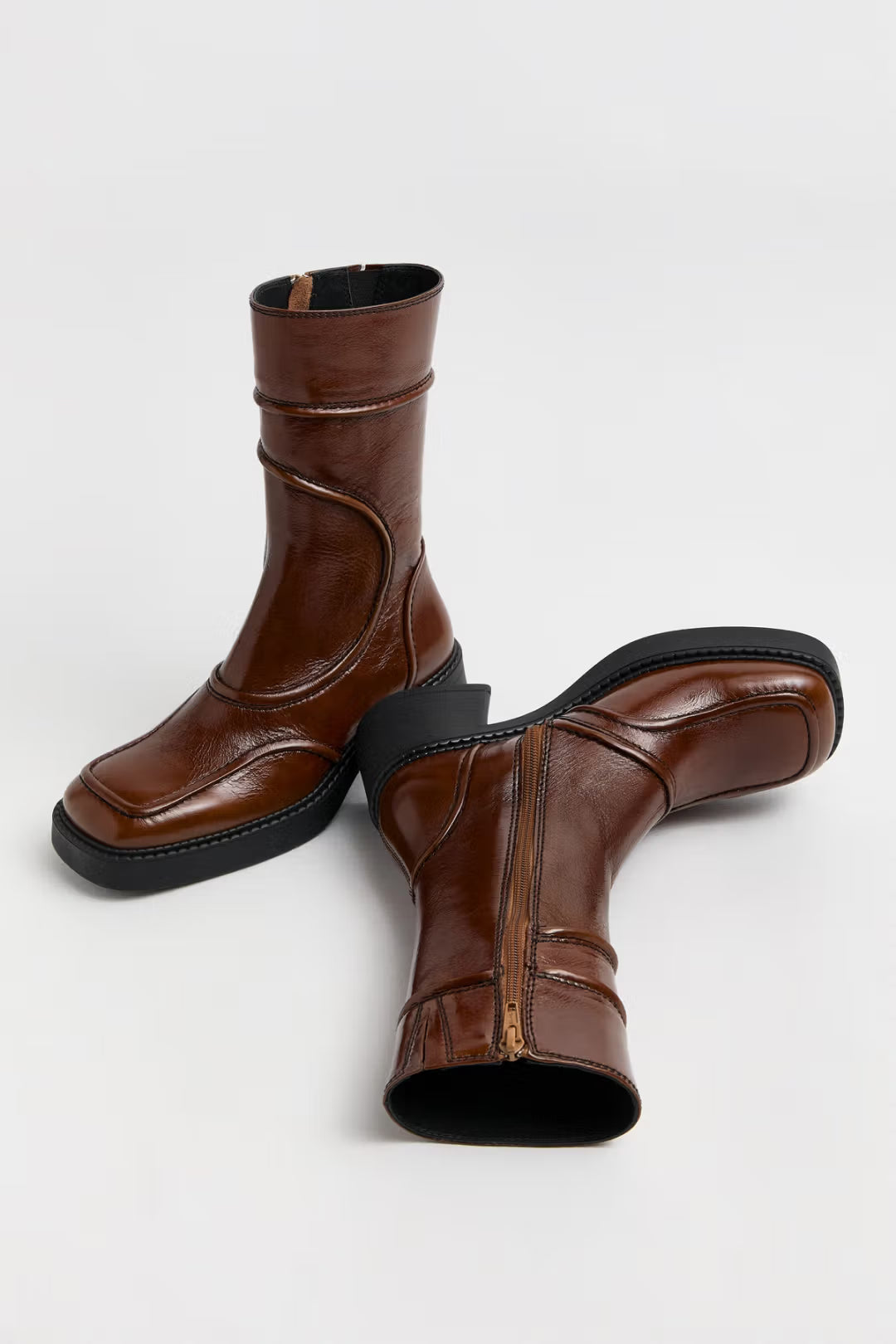 MIISTA Malene Tan and Black Ankle Boots