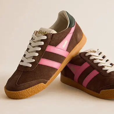 GOLA WOMEN'S ELAN SNEAKERS DK BROWN FLURO PINK
