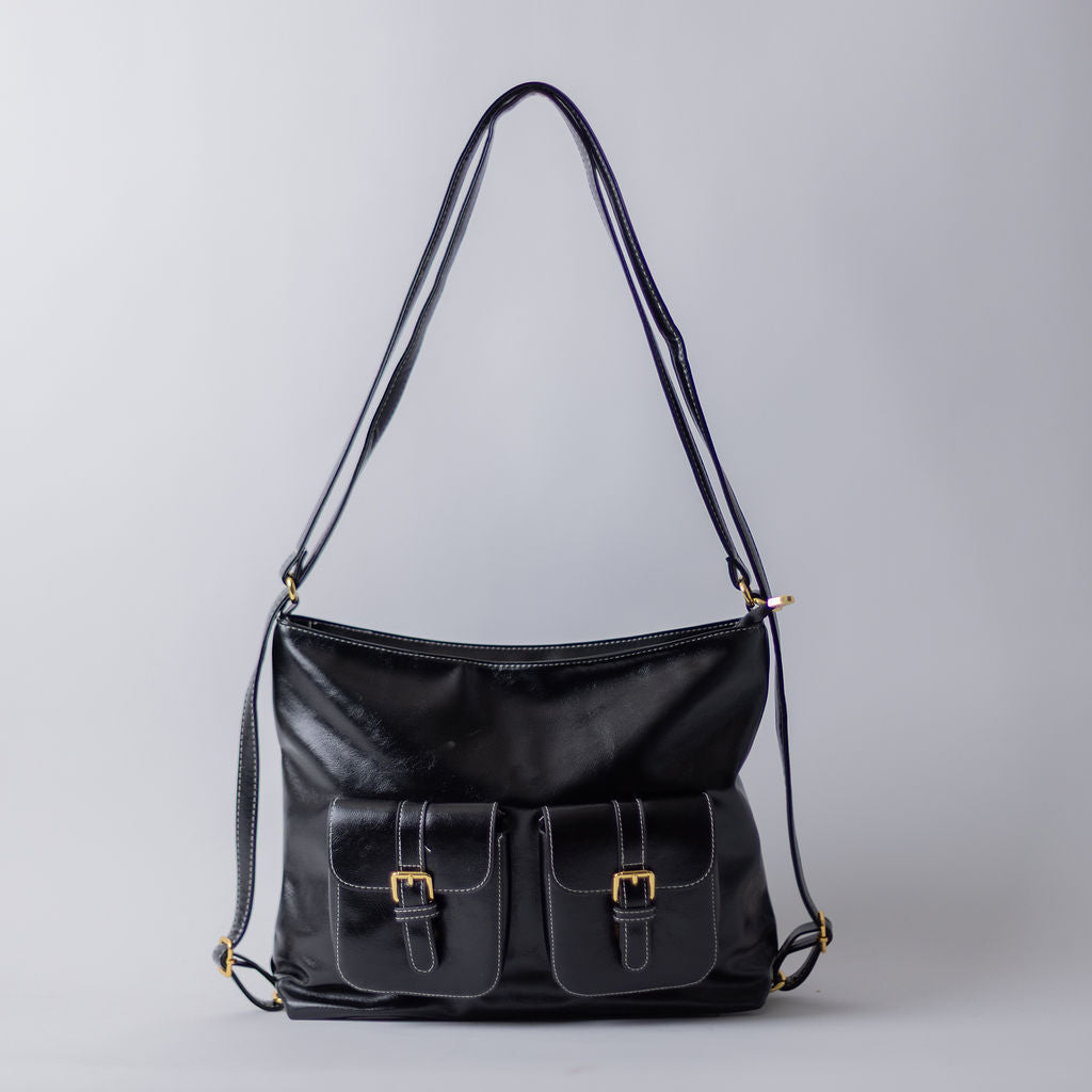 CONVERTABLE CONTRAST STITCH-BLACK