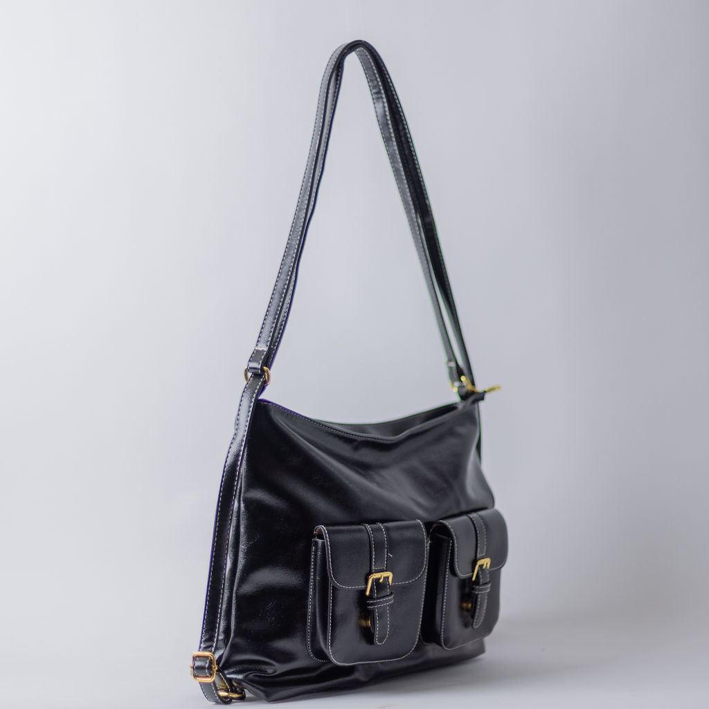 CONVERTABLE CONTRAST STITCH-BLACK