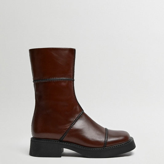 MIISTA DAHLIA DARK BROWN BLACK ANKLE BOOTS