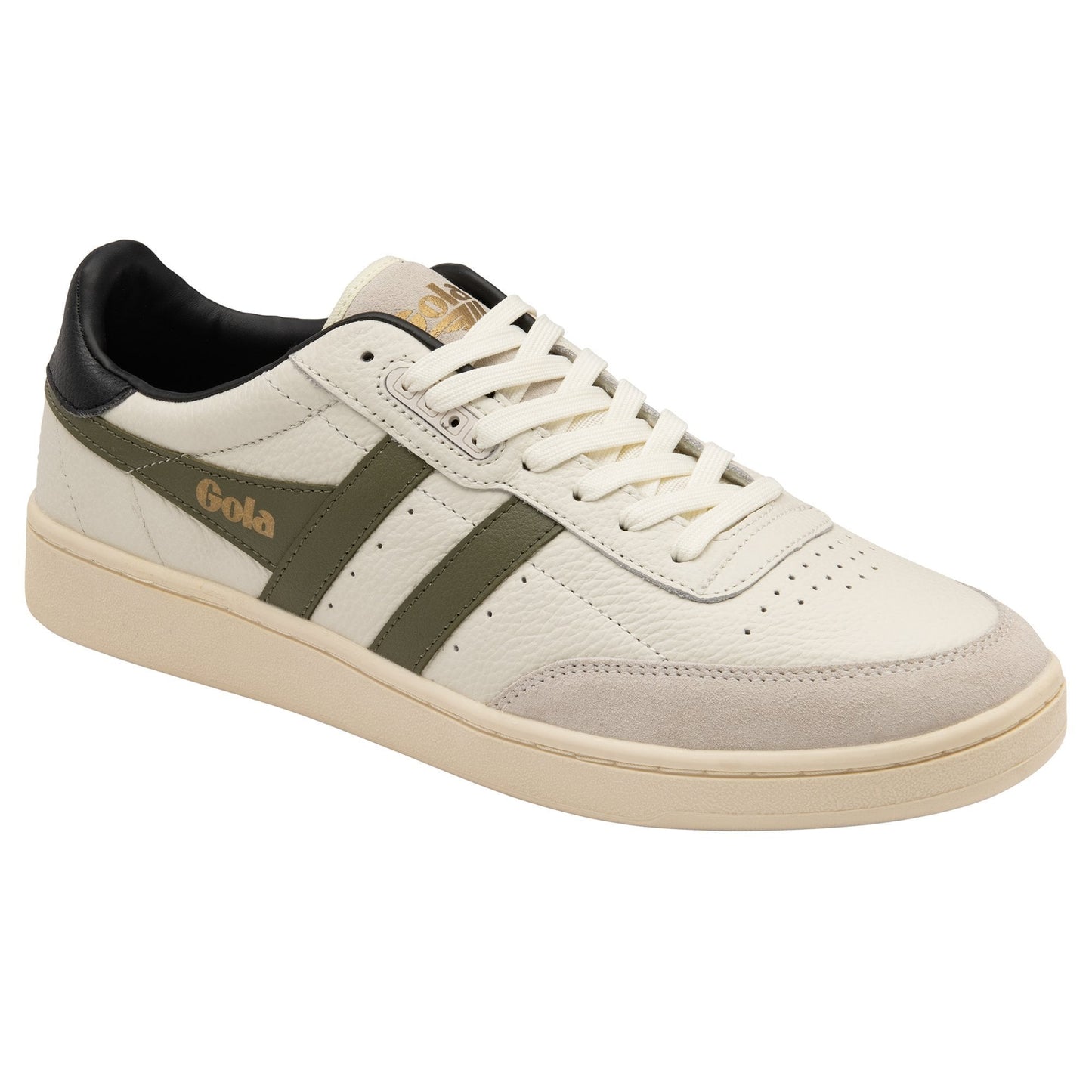 GOLA CONTACT MEN'S LEATHER SNEAKERS - OW/KHK/BLK