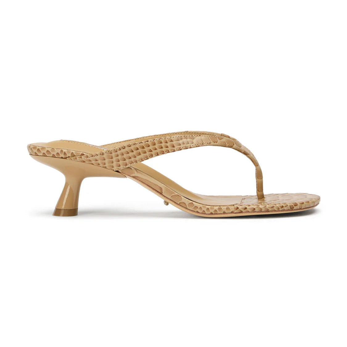TONY BIANCO KRISTA THONGS IN TAN PYTHON - Shoe Market NYC