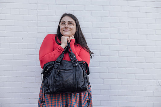 WASHED LARGE SATCHEL-BLACK