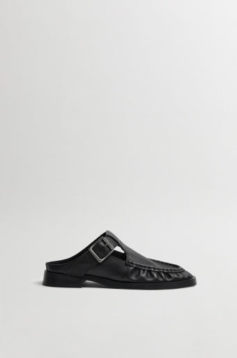 MIISTA Gianna Black Buckled Mules