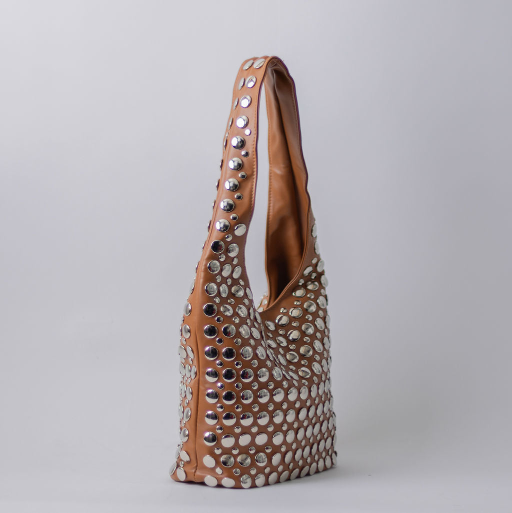 STUDDED HOBO BROWN
