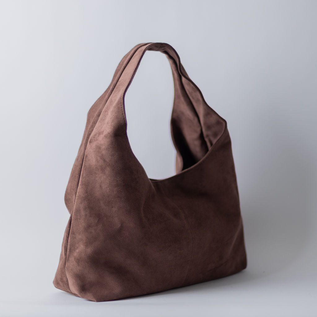 SUEDE SLOUCH SHOULDER-CHOCO